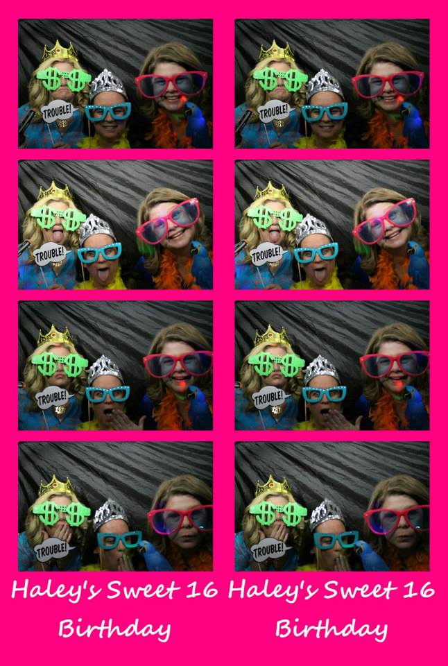 Photo booth collage of girls with glasses 