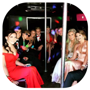 Prom party in a party bus